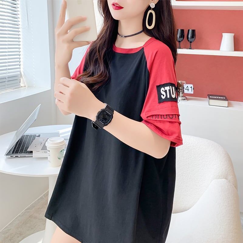 ゆったり感アップ 切り替え 一目惚れ プリント Tシャツ カットソー＜S-3533＞