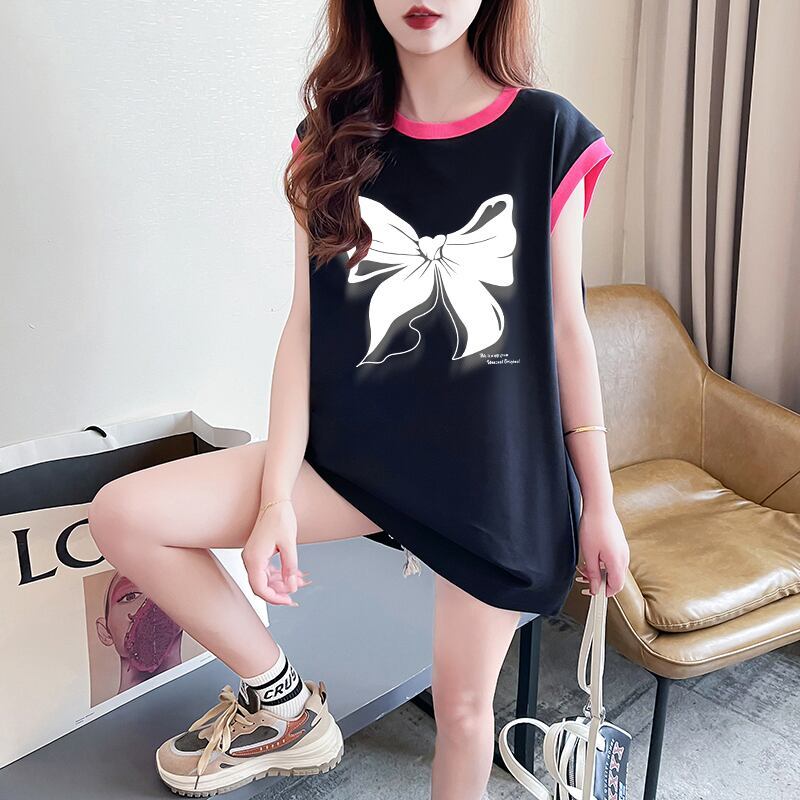 超人気 プリント全4色 軽い生地が夏にぴったり！ ノースリーブ Tシャツ カットソー＜S-9075＞