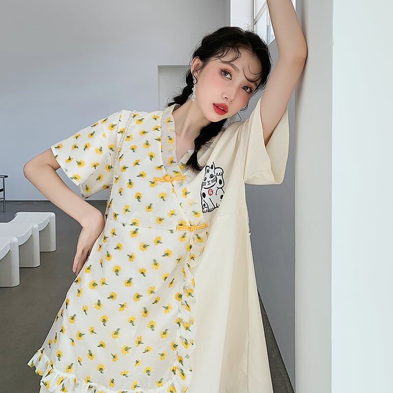 清純甘くて女子力UP プリント 好感度満載 ワンピース＜S-3253＞