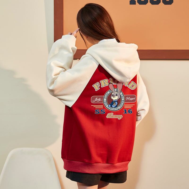 大人可愛いウサギちゃんロゴフルジップパーカー全2色  裏起毛トップス ＜S-4522＞