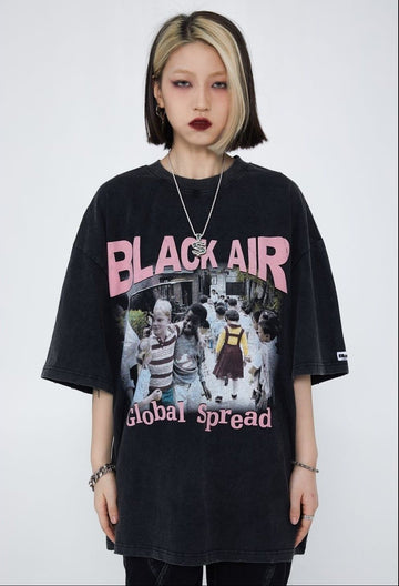 見逃し厳禁 ファッション ストリート系 ヴィンテージ加工 プリントTシャツ ＜S-2893＞
