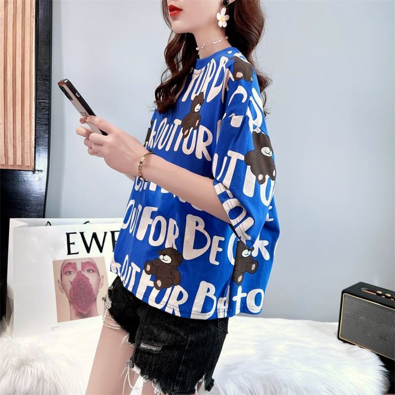 着心地抜群 ラウンドネック 好感度満載 プリント Tシャツ カットソー＜S-2879＞