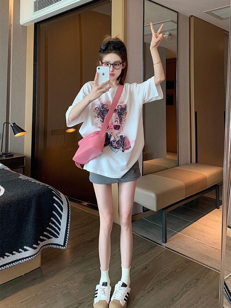 【半額！期間限定！！】大人可愛い上質 キュートプリント カジュアル 半袖Tシャツ＜S-8593＞