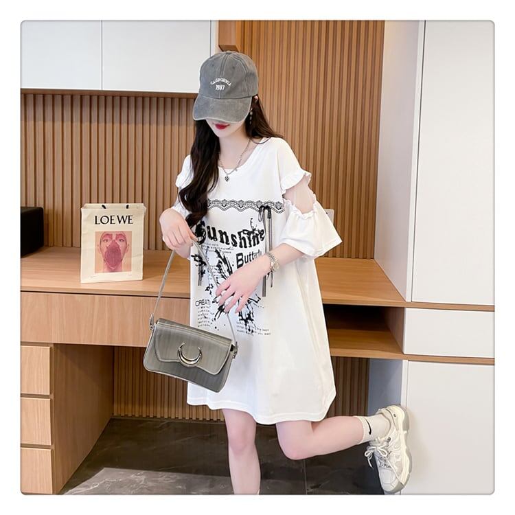 話題沸騰中 切り替え スウィートプリント 全2色 半袖Tシャツ ＜S-8652＞