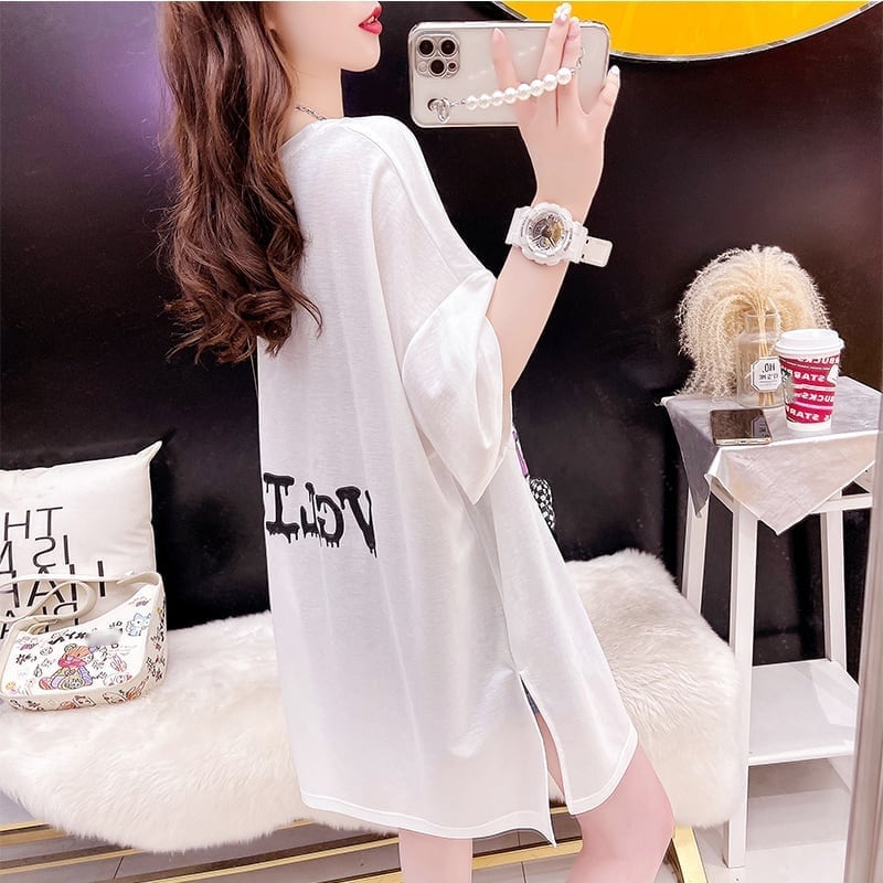 カジュアル 切り替え オシャレ度満点 プリント Tシャツ カットソー＜S-3515＞