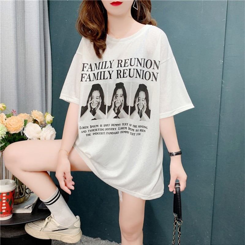 デザイン感 切り替え チャーミング プリント Tシャツ カットソー＜S-3517＞