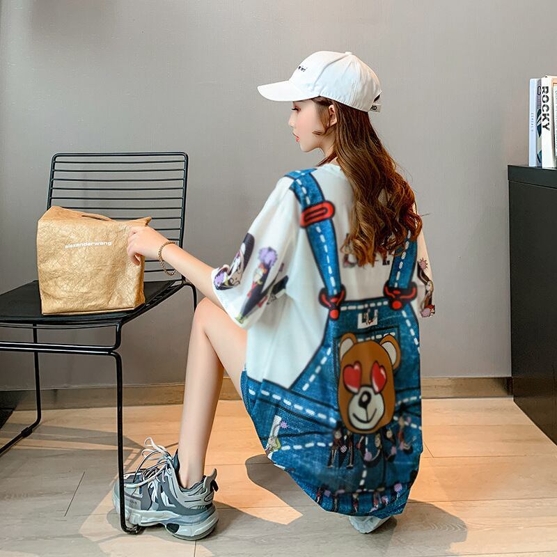 旅行Ｔシャツ 夏 レディース 膝丈 プリント 大きいサイズ ゆったりさらっと涼しい <S-656>