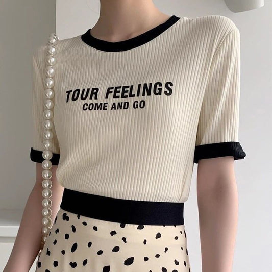 ゆったり感アップ アルファベット ファッション Tシャツ カットソー＜S-3077＞