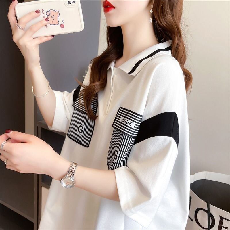 絶対流行 2色選択可 カジュアル 切り替え 半袖 Tシャツ カットソー＜S-8292＞