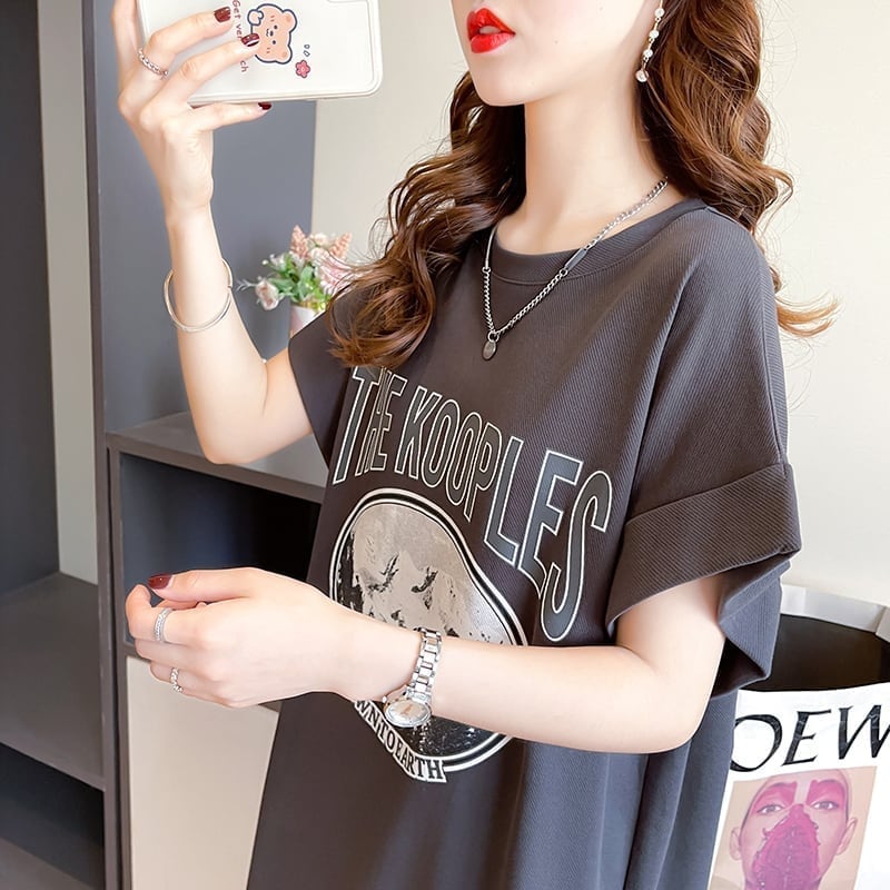 好感度満載 プリント 美感いっぱい Tシャツ カットソー ワンピース＜S-3599＞