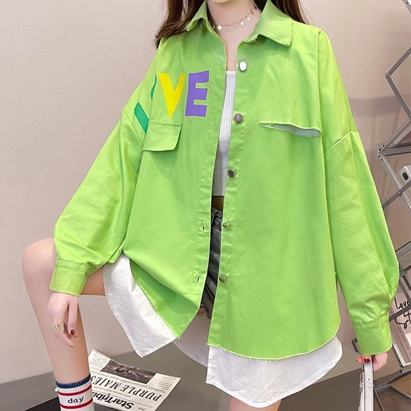 個性的なデザイン カートゥーンプリント オシャレ度満点 シャツ ブラウス＜S-2986＞