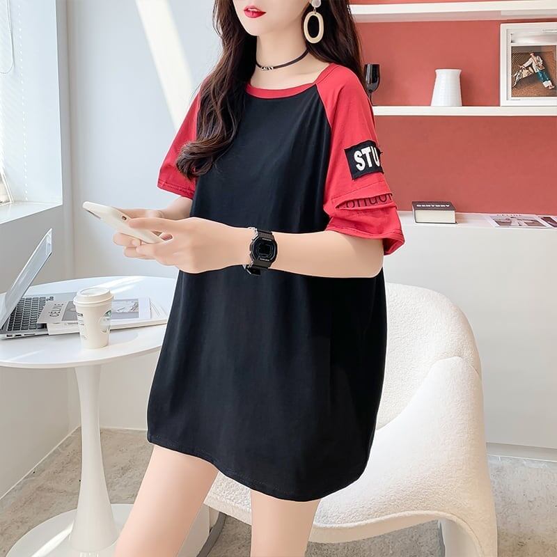 ゆったり感アップ 切り替え 一目惚れ プリント Tシャツ カットソー＜S-3533＞