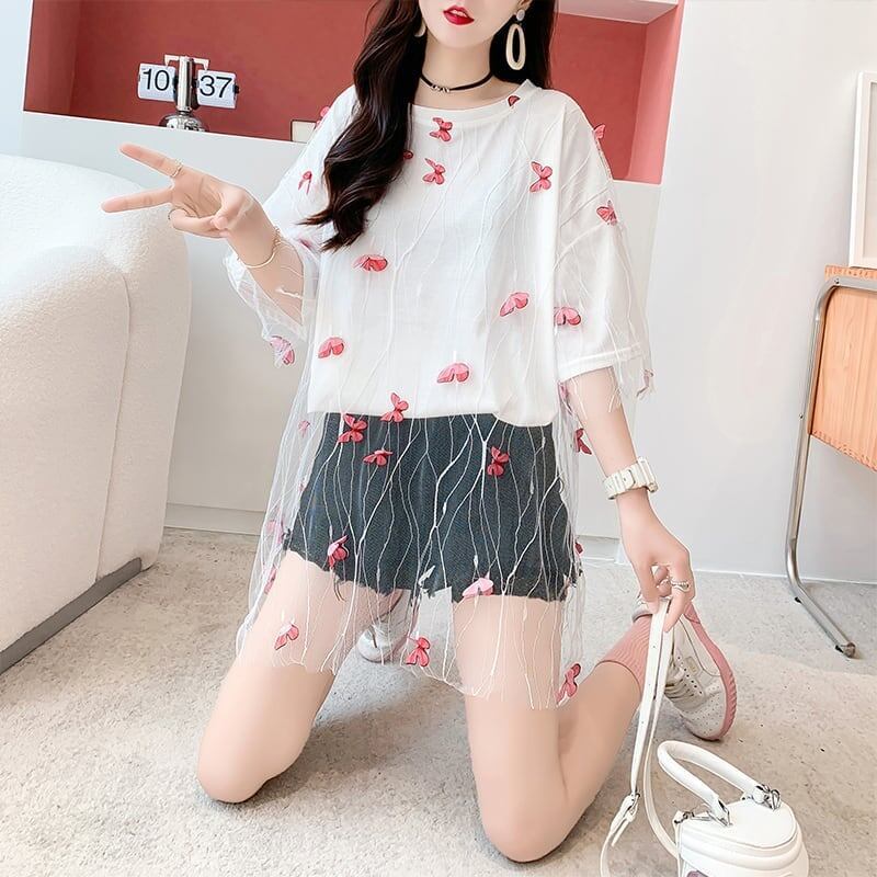 今季大好評 チュール 好感度満載 切り替え Tシャツ カットソー＜S-3190＞
