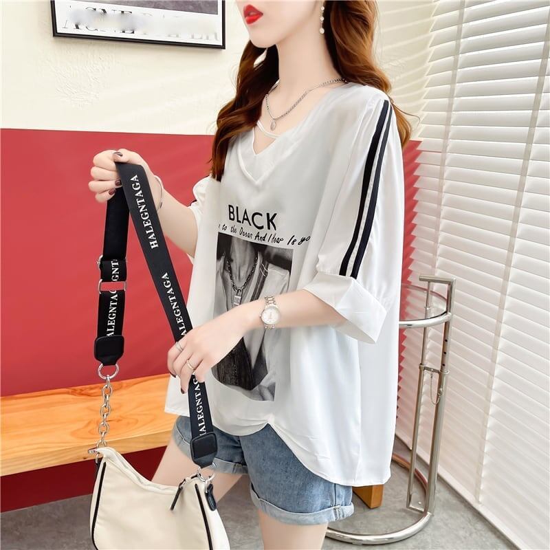デザイン感 プリント チャーミング Tシャツ カットソー＜S-3476＞