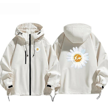 【中綿】激安販売中 花柄ロゴ 冬服 防寒 暖かい 撥水加工 男女兼用 3色展開 フード付き中綿ジャケット＜S-12598＞