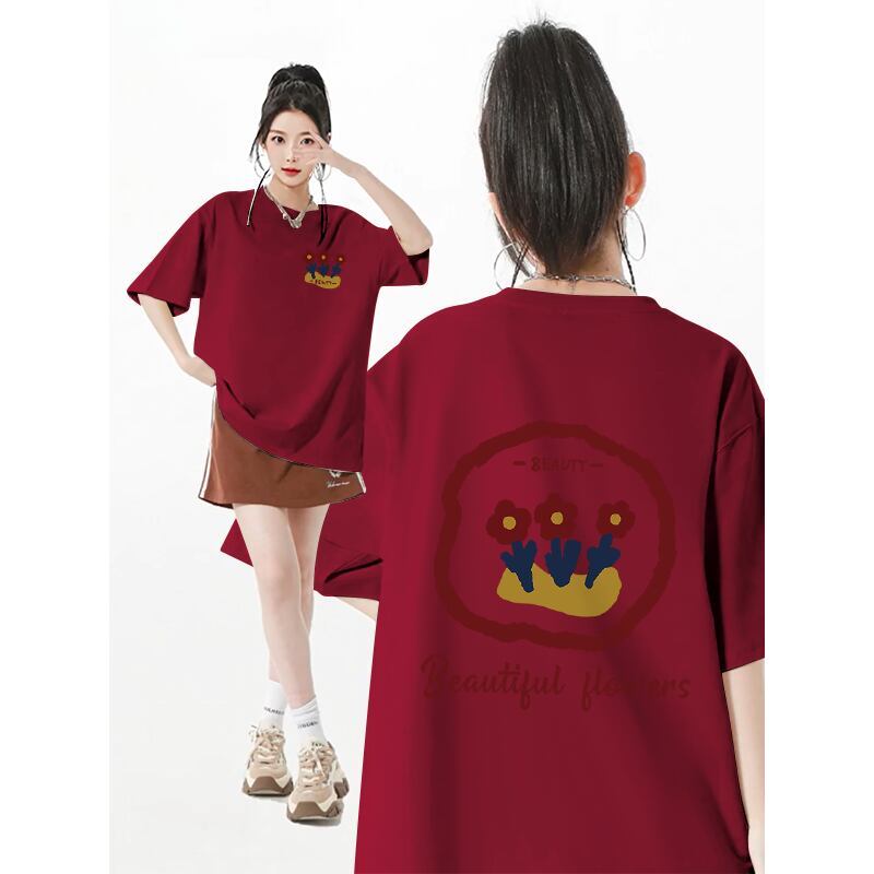 超人気 スウィート カジュアル プリント 全8色 半袖 Tシャツ <S-8939>