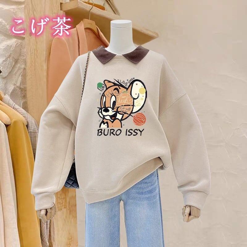 【裏起毛】ポロネック厚手ゆったりスウェット全3色トップス<S-4741>