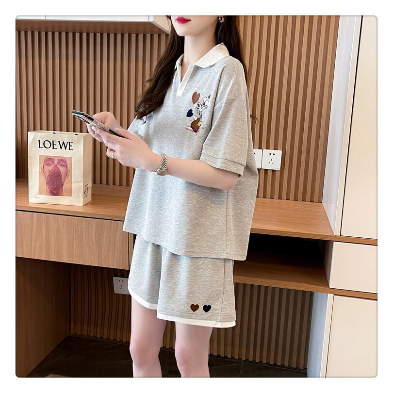 定番シンプル 切り替え カジュアル 半袖Ｔシャツⅹパンツセット全3色 <S-8267>