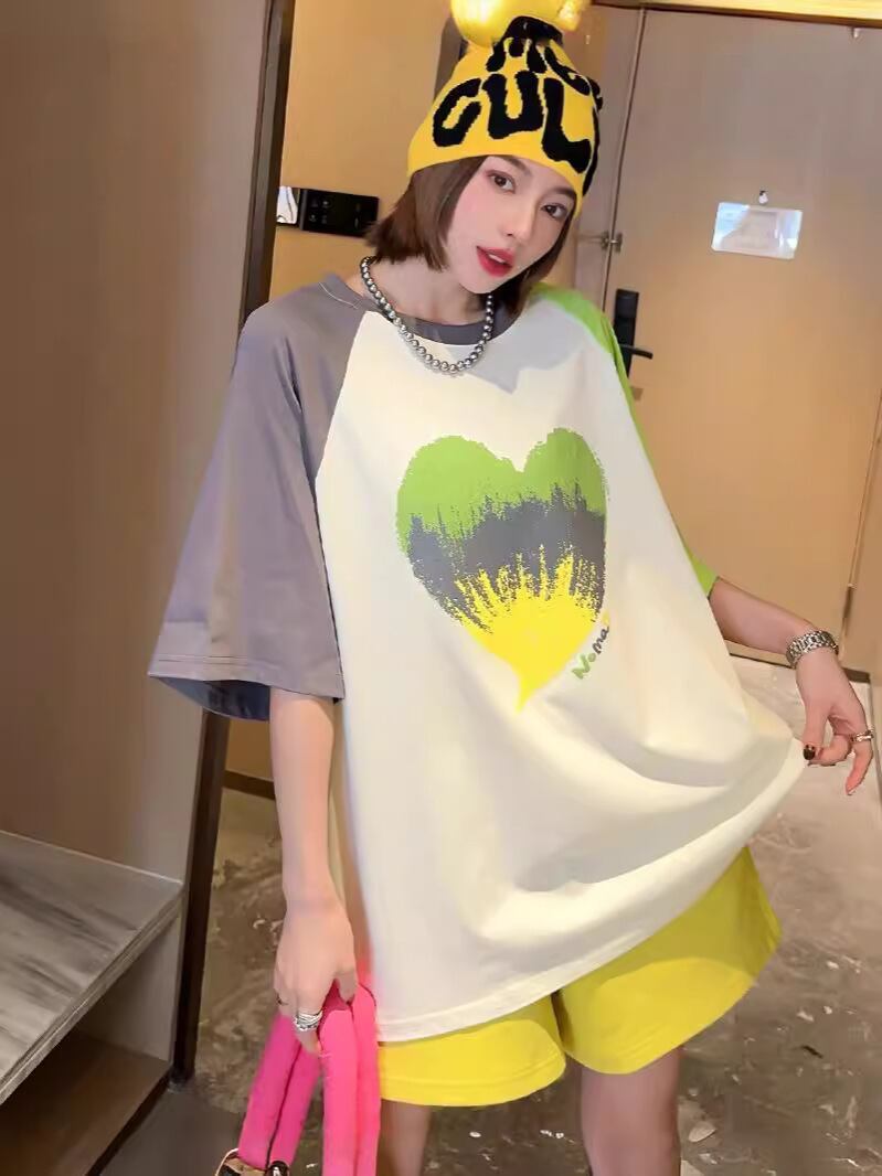 絶対欲しい プリント ロゴ カラーマッチング ゆったり 3色半袖Tシャツ＜S-8383＞