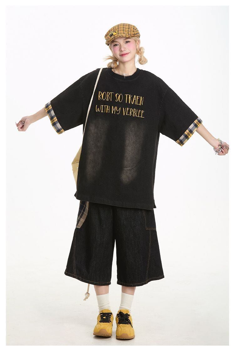 デニム 売れ筋 おすすめ 絶対流行 早い者勝ち カジュアル男女兼用 2色選択 Tシャツ<S-11340>