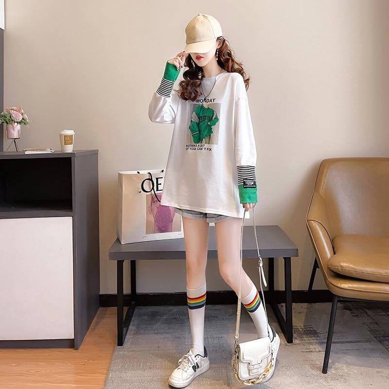 女性力を高める ラウンドネック 着心地抜群 プリント Tシャツ カットソー＜S-2865＞