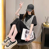 個性的なデザイン プリント 一目惚れ Tシャツ カットソー ワンピース＜S-3490＞