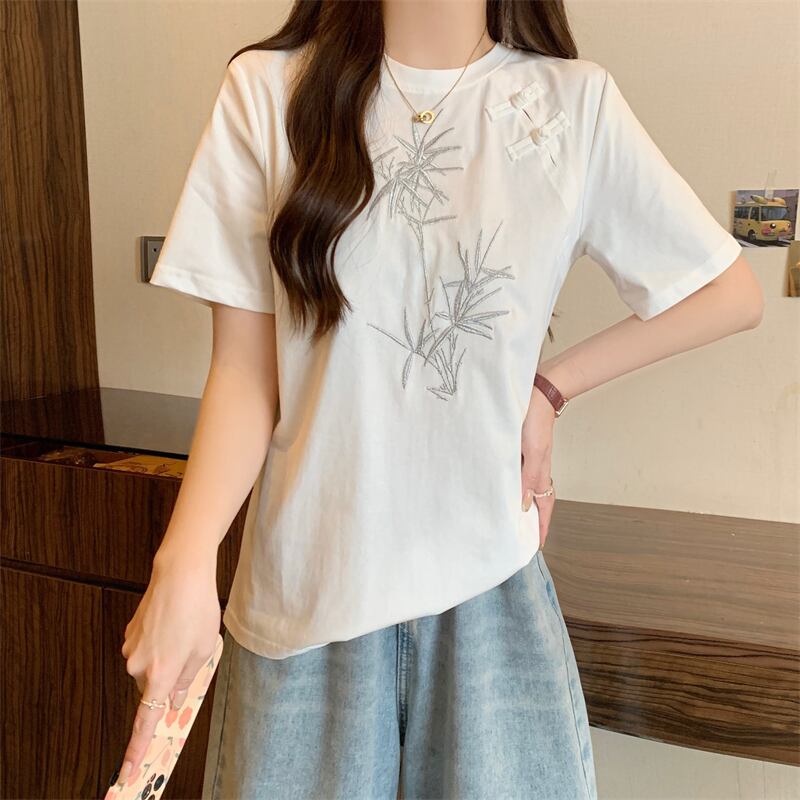 おすすめ 海外トレンド カジュアル モーダル 刺繍 半袖Tシャツ＜S-8476＞