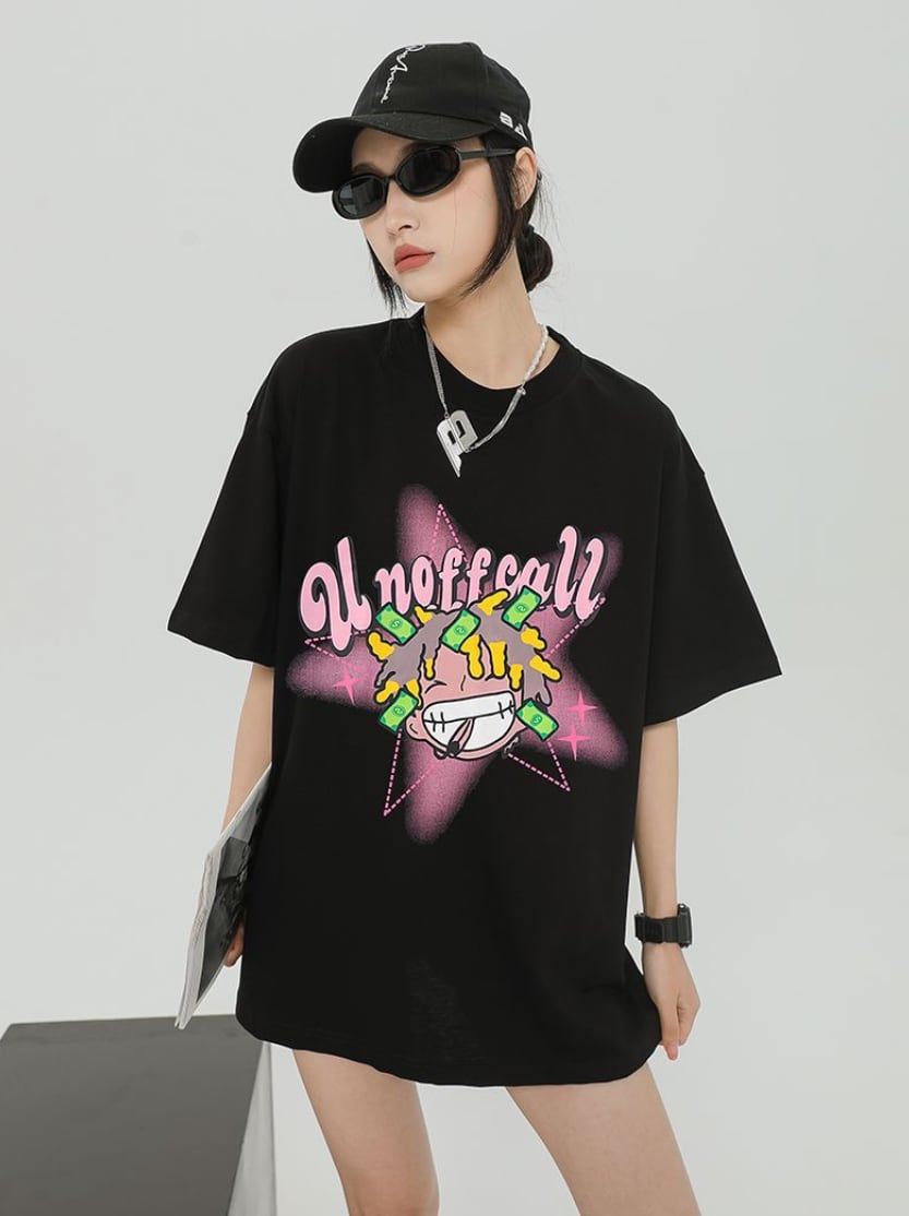 プリント ゆったり 半袖 Tシャツ <S-13132>