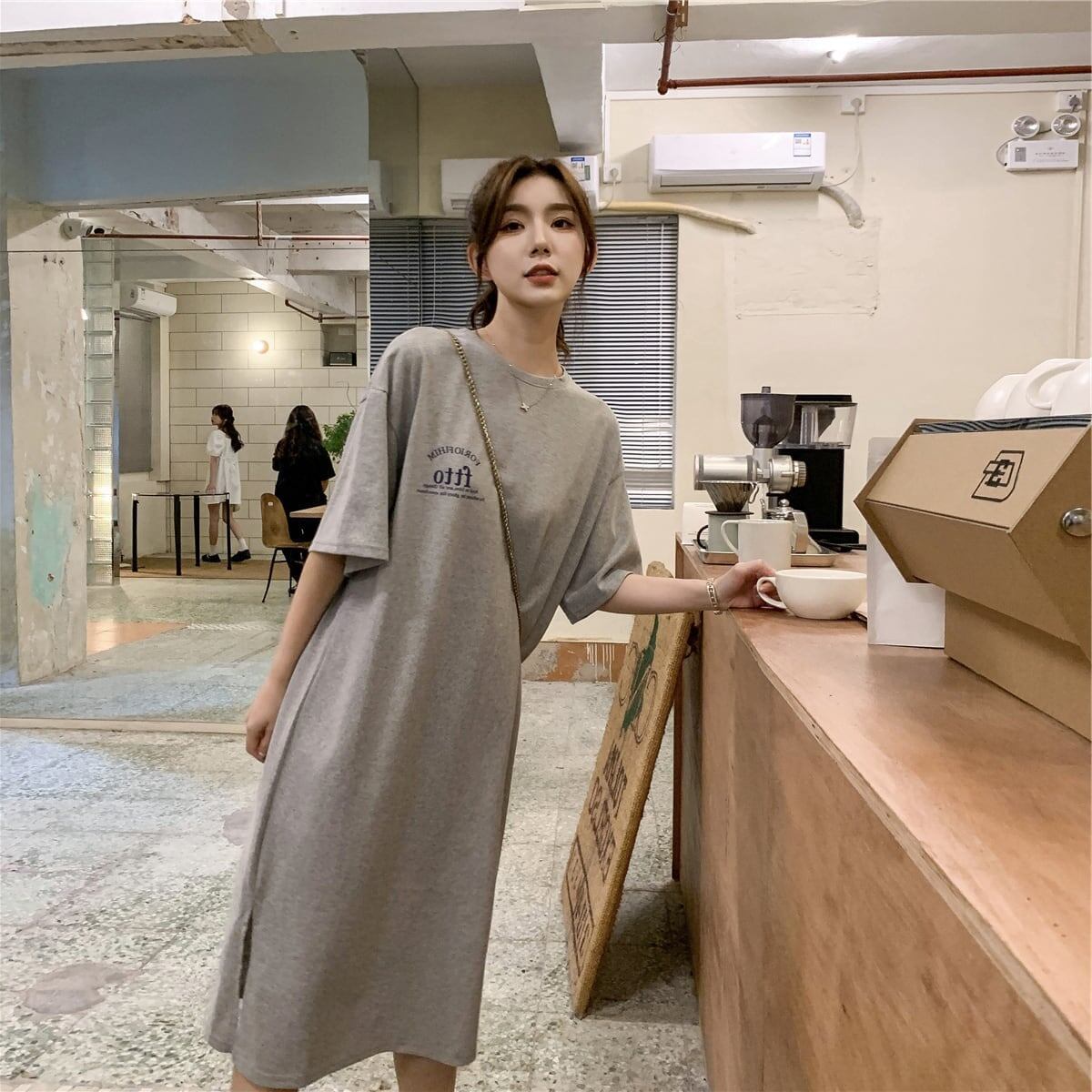 美人度アップ プリント チャーミング Tシャツ カットソー ワンピース＜S-3602＞