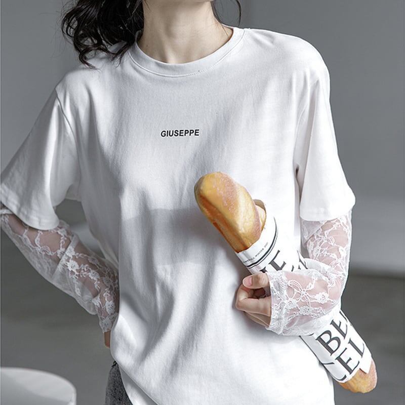 清純甘くて女子力UP 切り替え 美感いっぱい Tシャツ カットソー＜S-3020＞