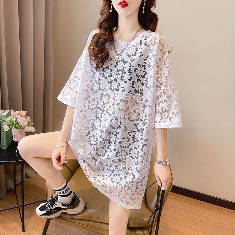 好感度UP ファッション カジュアル 透かし彫り 半袖Tシャツ<S-8458>