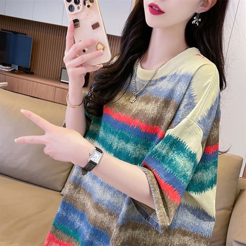 着回し力抜群 絞り染め 特別デザイン プリント 2色選択 半袖Tシャツ＜S-8580＞