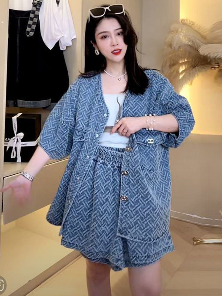 レトロ ジャケット＋ショートパンツ 高級感溢れる セットアップ＜S-6718＞