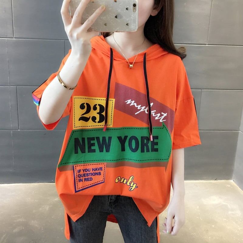 オシャレ度満点 切り替え カジュアル プリント Tシャツ カットソー＜S-3491＞