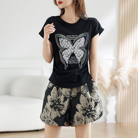 話題沸騰中 上品 着心地良い カジュアル 半袖 Tシャツ ショートパンツ セットアップ ＜S-8905＞