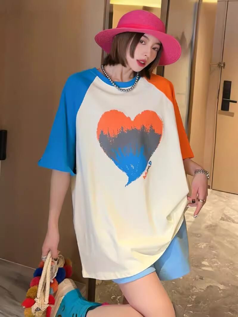 絶対欲しい プリント ロゴ カラーマッチング ゆったり 3色半袖Tシャツ＜S-8383＞