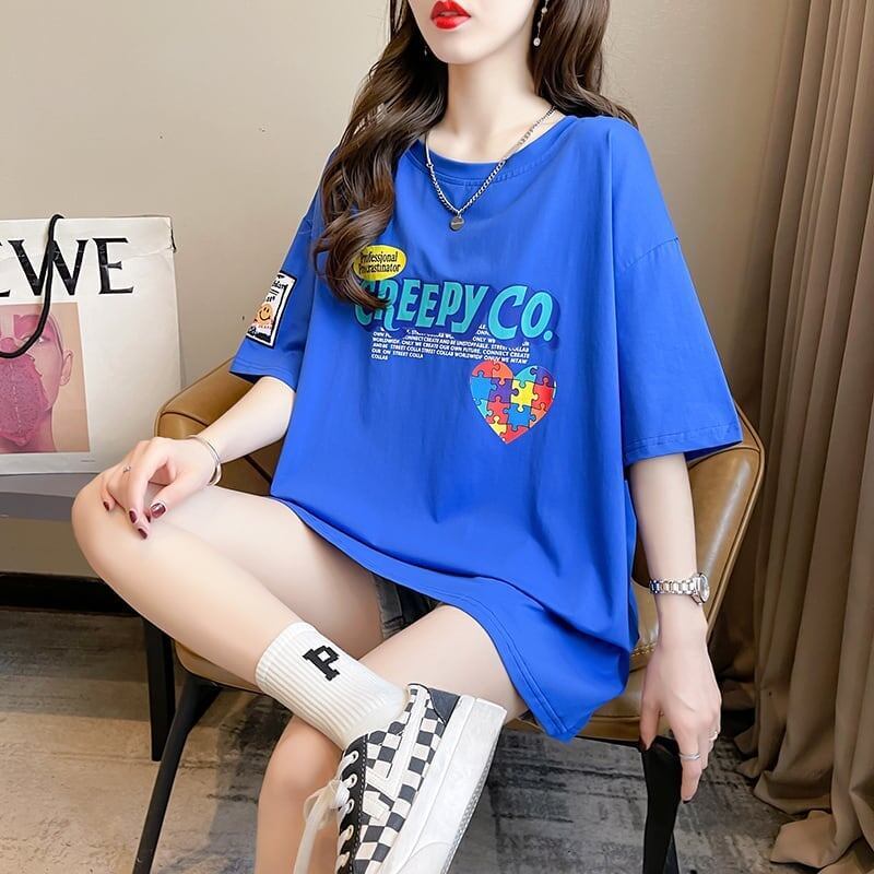 デザイン感 切り替え チャーミング プリント Tシャツ カットソー＜S-3409＞