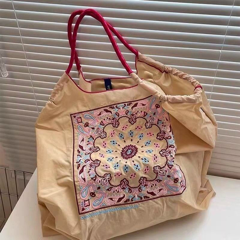 大好評 環境保護バッグ 刺繍プリント ショッピングバッグ<S-5734>