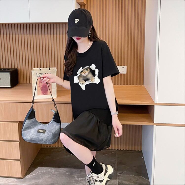 絶対欲しい ネコ カジュアル デザイン ゆったり 半袖 Tシャツ＜S-8658＞