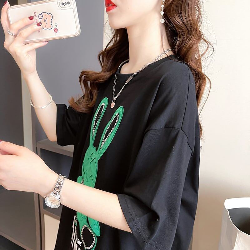 スタイリッシュ 切り替え 一目惚れ プリント Tシャツ カットソー＜S-3430＞