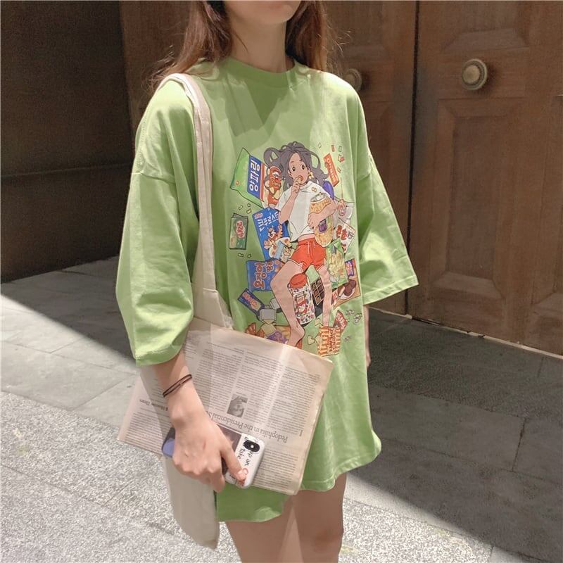 ルーズ 切り替え オシャレ度満点 プリント Tシャツ カットソー＜S-3459＞