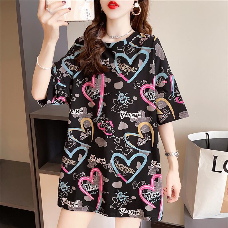 新商品 カジュアル 個性派 プリント ゆったり 半袖Tシャツ＜S-8534＞