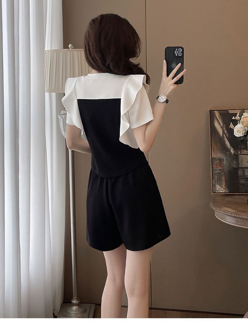 新商品 ホットダイヤモンド 絶対欲しい 切り替え 半袖 Tシャツ ショートパンツ セットアップ<S-8864>
