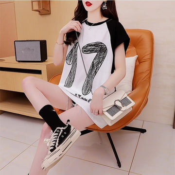 スタイリッシュ 切り替え 一目惚れ プリント Tシャツ カットソー＜S-3513＞