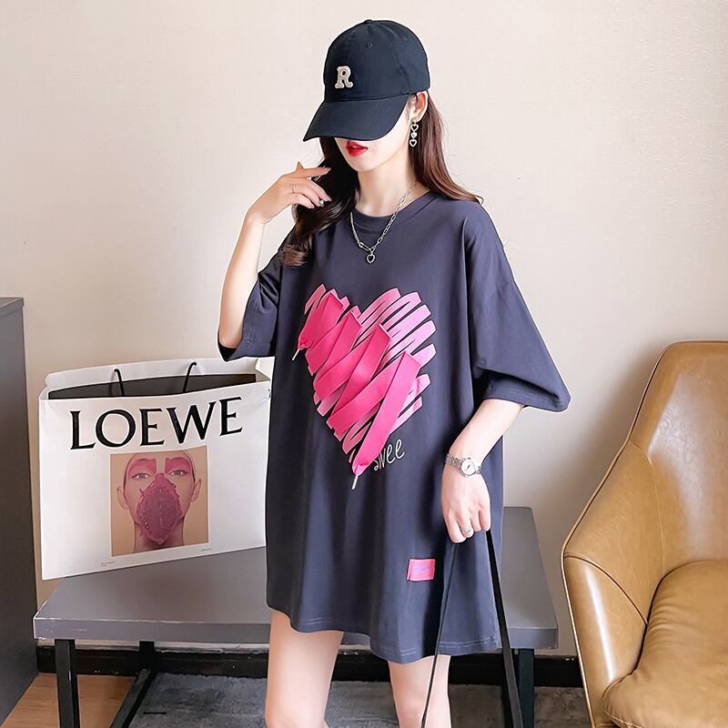 柔らかくて優しい印象 ゆったり ファッション感満々 ロング丈 3色半袖Tシャツ＜S-9206＞