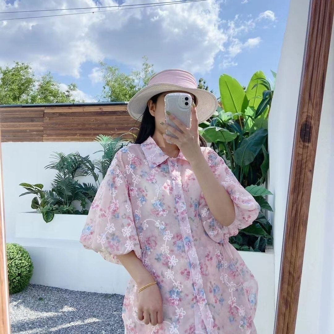新商品 花柄 大人可愛い シャツ＋ショートパンツ セットアップ＜S-9001＞