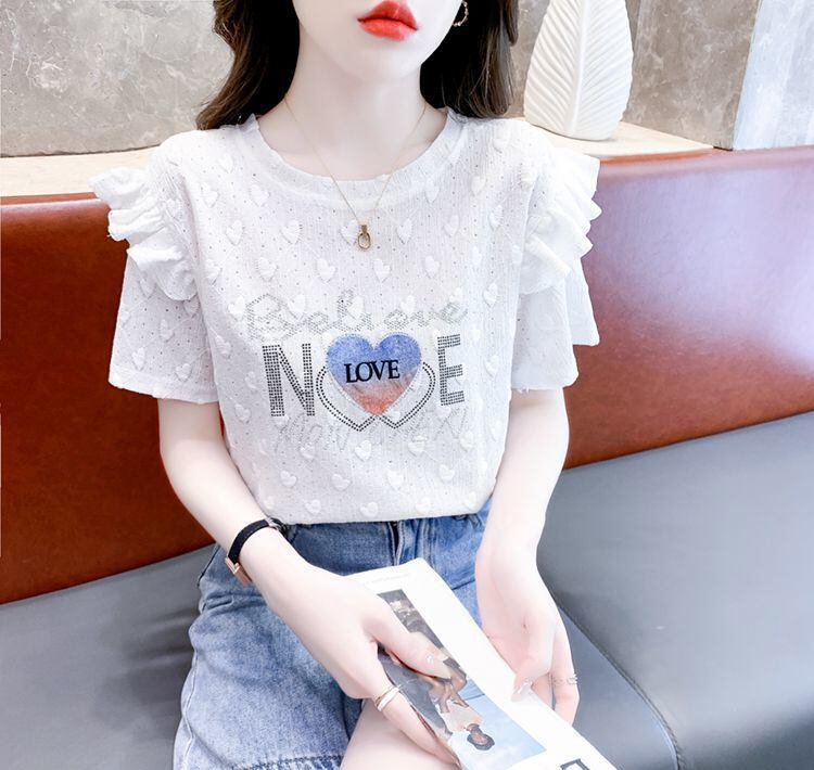 新商品 大人可愛い 話題沸騰中 ホットダイヤモンド 全3色 半袖Tシャツ<S-8868>