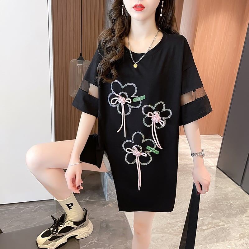 イレギュラー 切り替え カジュアル プリント Tシャツ カットソー＜S-3496＞