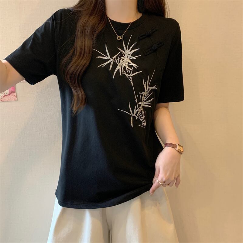 おすすめ 海外トレンド カジュアル モーダル 刺繍 半袖Tシャツ＜S-8476＞