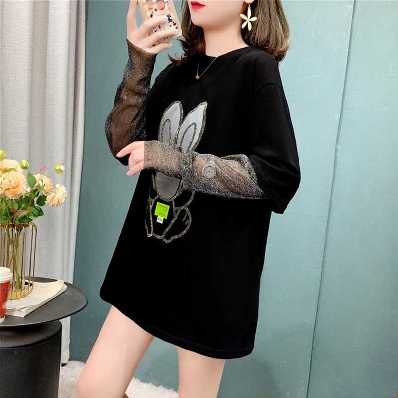 個性的なデザイン カートゥーンプリント 女性力を高める Tシャツ カットソー＜S-2995＞